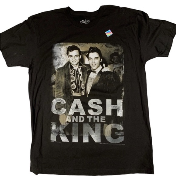 Elvis Presley Johnny Cash T Shirt Black Crew Neck Short Sleeve Graceland NEW - Picture 12 of 12
